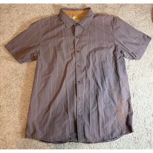 Vans Skateboard Off The Wall Brown Striped Dress Shirt Men's Size XL